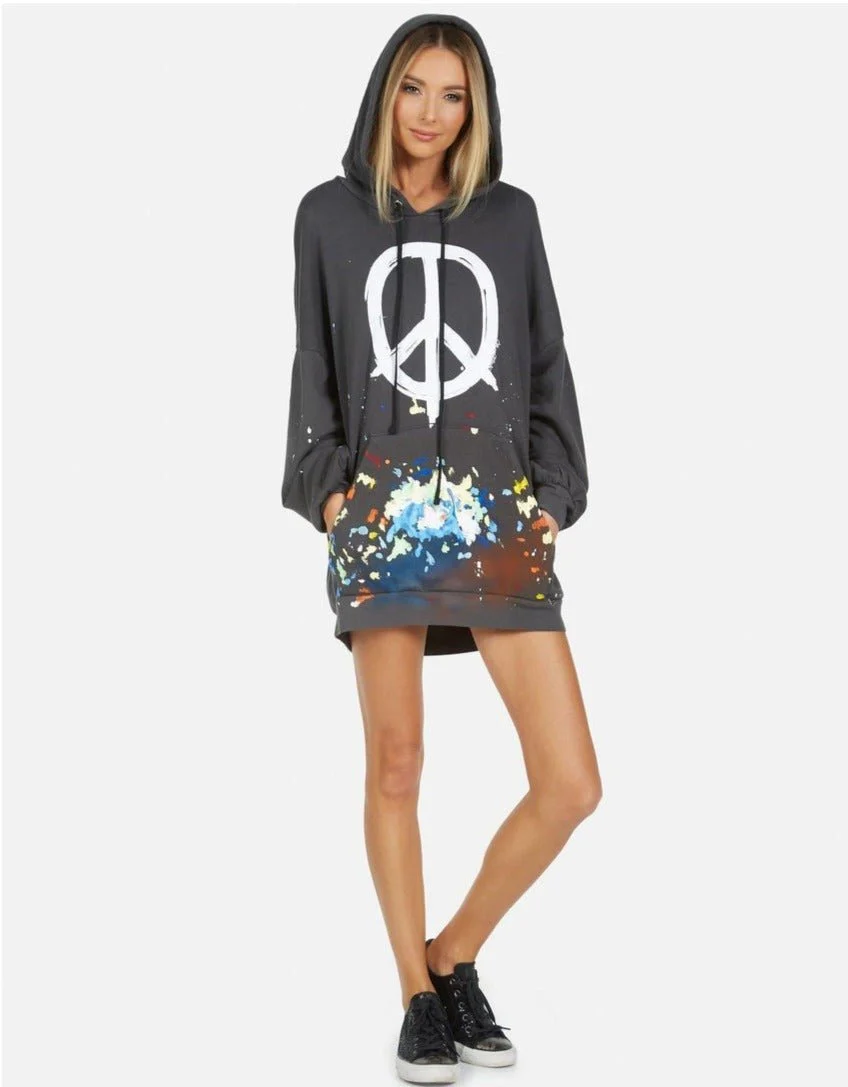 Lauren Moshi Desiree Brush Peace Hoodie Dress - Image 3
