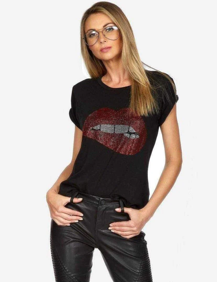 Lauren Moshi Edda Crystal Biting Lip T-Shirt - Image 3