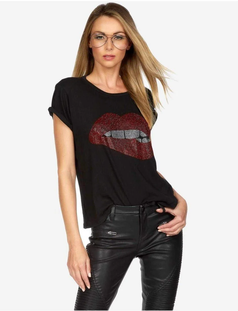 Lauren Moshi Edda Crystal Biting Lip T-Shirt - Image 6