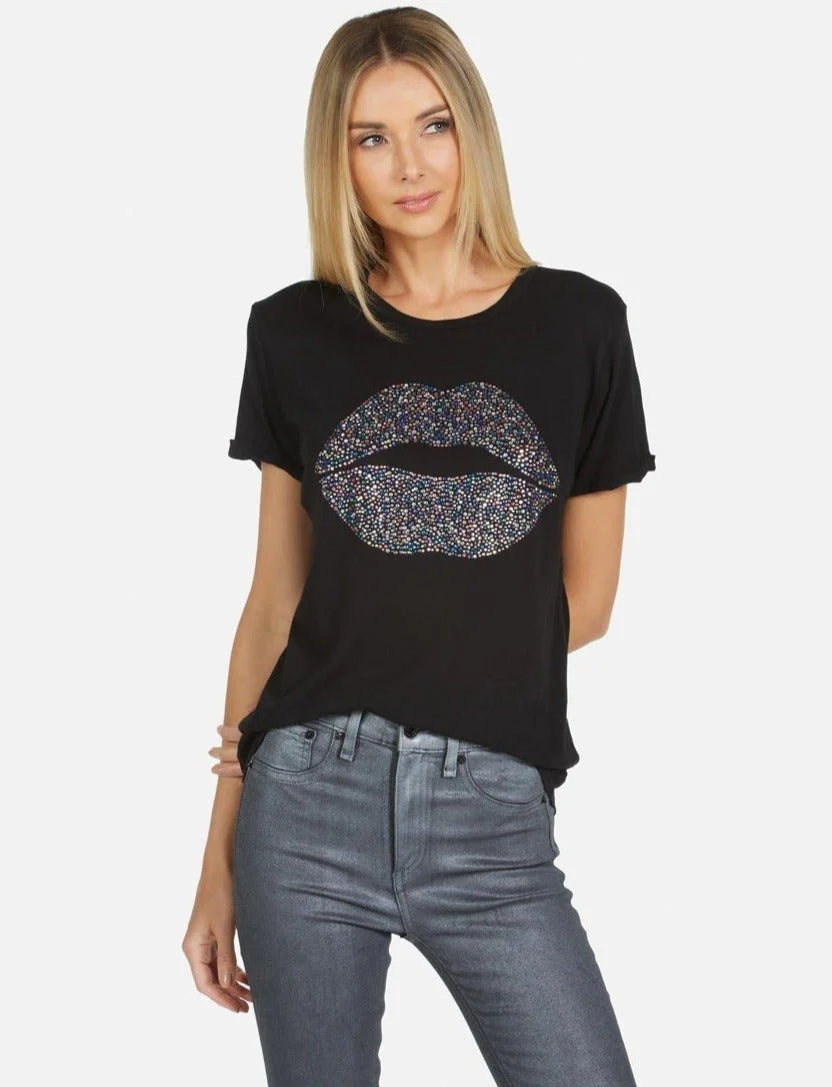 Lauren Moshi Edda Crystal Sprinkle Lip T-Shirt - Image 3