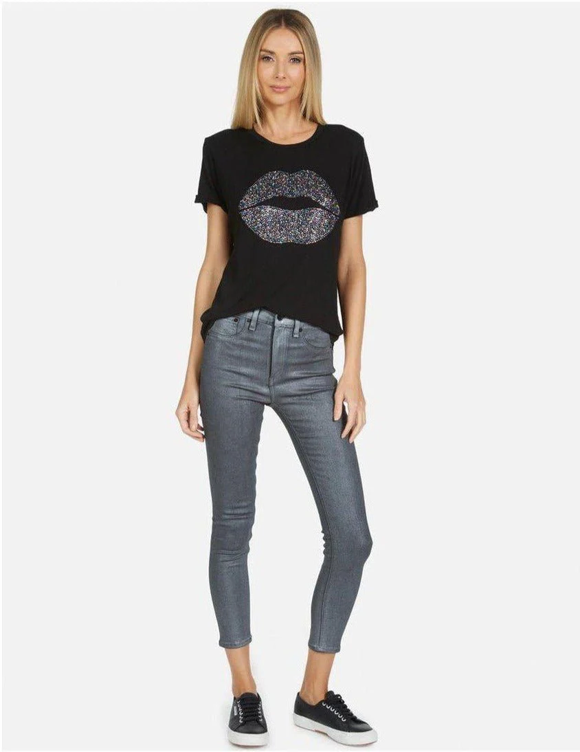 Lauren Moshi Edda Crystal Sprinkle Lip T-Shirt - Image 5