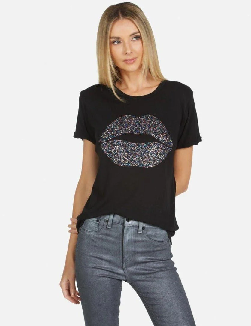 Lauren Moshi Edda Crystal Sprinkle Lip T-Shirt - Image 7