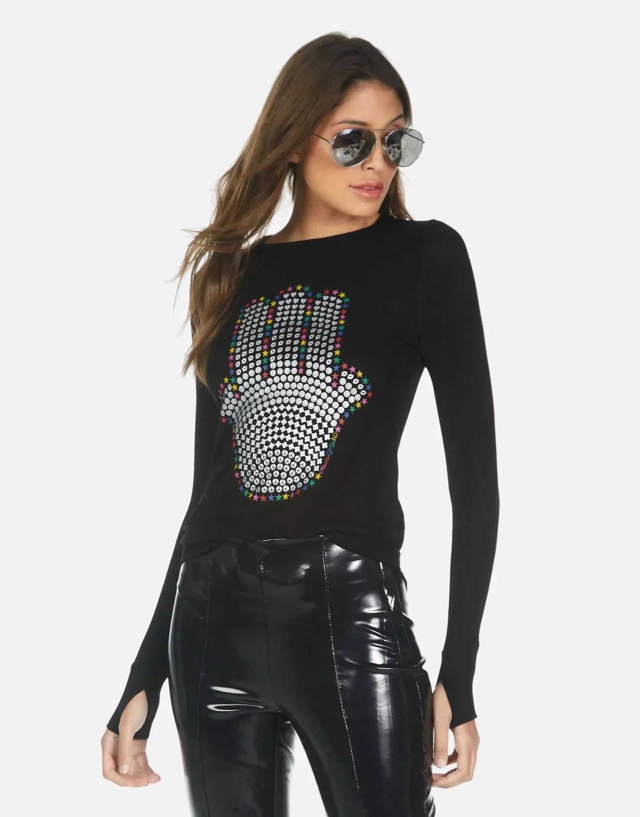 Lauren Moshi McKinley Hamsa Elements Long Sleeve Top - Image 3