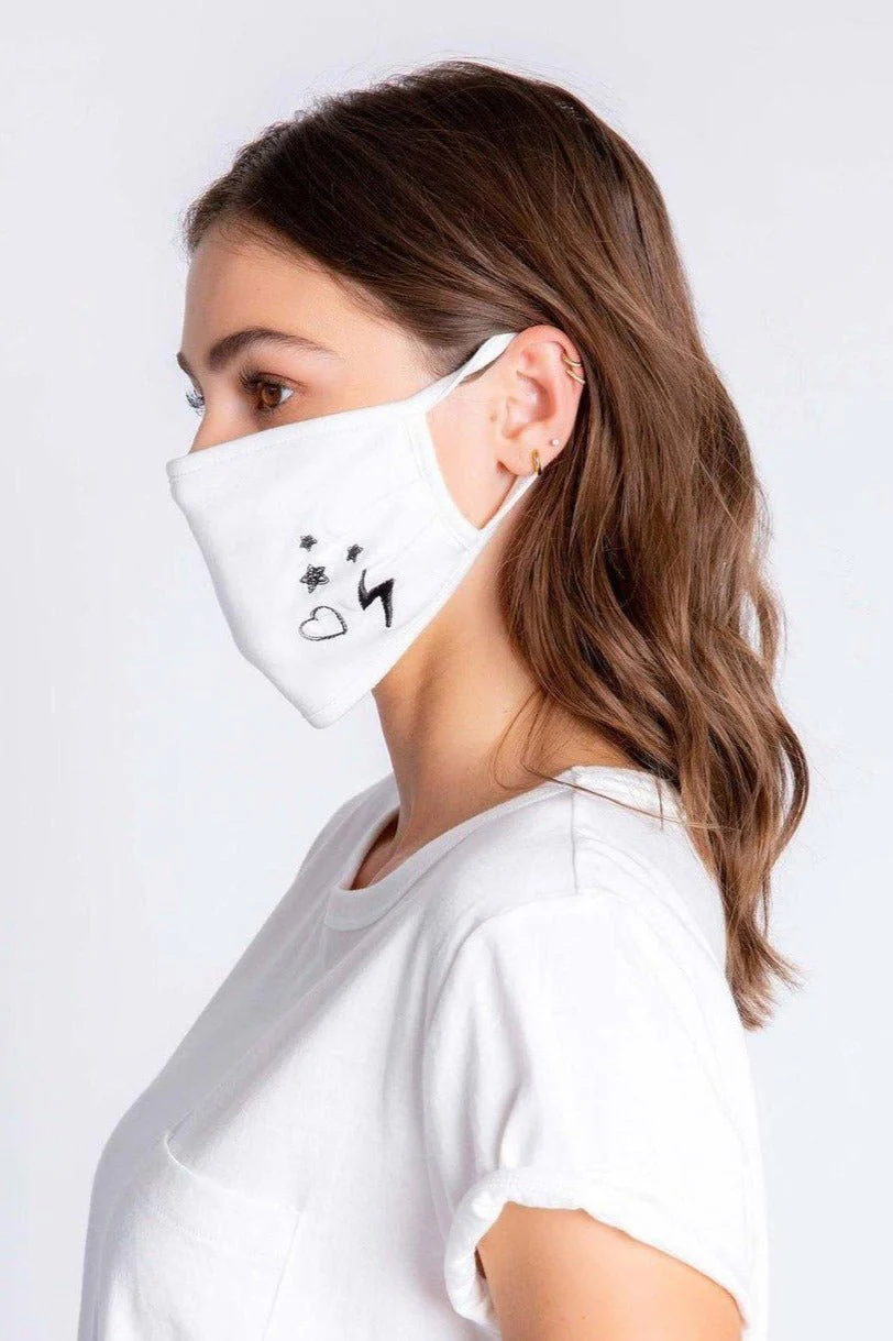PJ Salvage Ivory Face Mask with Stars & Hearts - Image 4