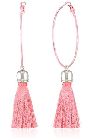 Suzywan DELUXE Fuchsia Tassel Hoop Earrings - Image 5